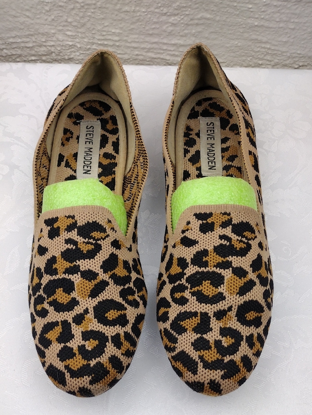Steve Madden Tan Classic Leopard Print Fabric Upper Almond Toe Slip On Flat Shoe - Picture 3 of 16